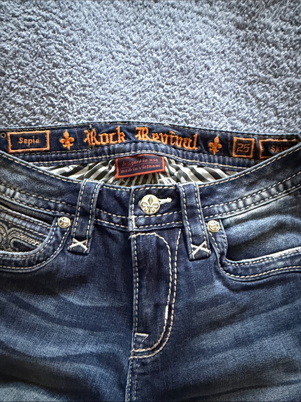 Rock Revival Indigo Blue Women's Jeans with Contrast Stitching